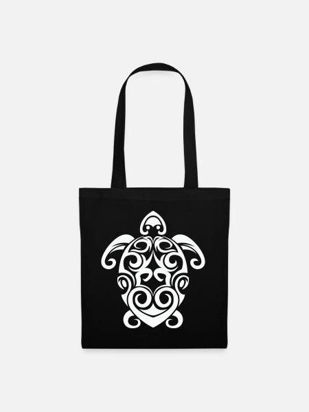 Tribal Schildkröte Spirale - Stoffbeutel - Schwarz