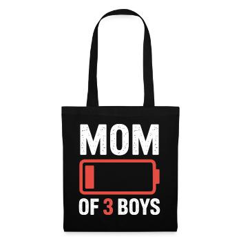 Batterie maman de trois garçons - Sac en tissu - noir - Devant