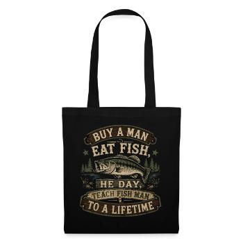 Buy A Man Eat Fish | Vintage Peach Humor - Tote Bag - black - Front