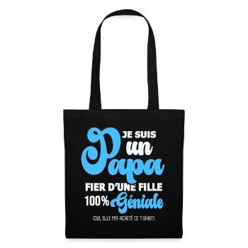papa fier fille père et fille fête des pères - Sac en tissu - noir - Devant
