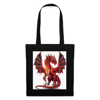 Feuerroter Drachen-Aquarell - Stoffbeutel - Schwarz - Vorne