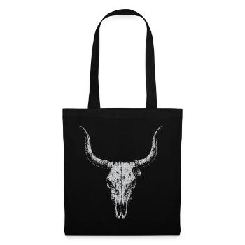 Longhorn-Schädel-Silhouette - Stoffbeutel - Schwarz - Vorne