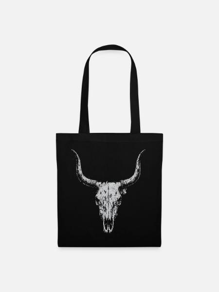 Longhorn-Schädel-Silhouette - Stoffbeutel - Schwarz