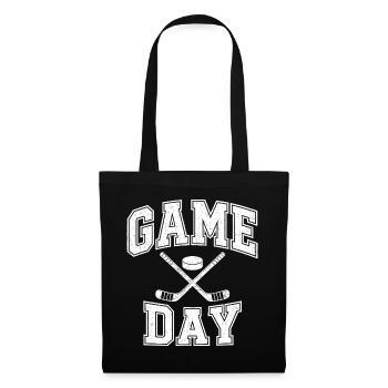Game Day Eishockey – Schläger & Puck - Stoffbeutel - Schwarz - Vorne