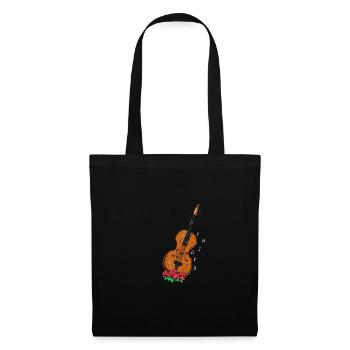 Violon avec des fleurs. Cadeau violoniste - Sac en tissu - noir - Devant