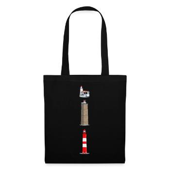 Phares Ameland, Terschelling, Marches - Sac en tissu - noir - Devant