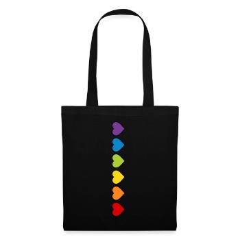 LGBT CSD LGBTQ+ HERZ REGENBOGEN HERZEN PRIDE MONTH - Stoffbeutel - Schwarz - Vorne