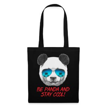 Animal Design Panda Stay Cool - RAHMENLOS Geschenk - Stoffbeutel - Schwarz - Vorne