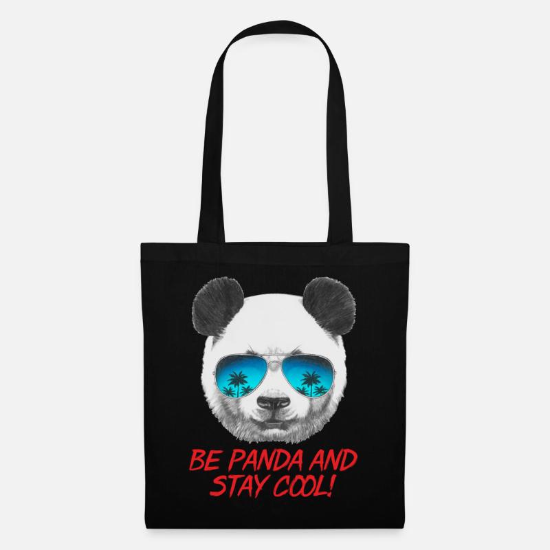 Animal Design Panda Stay Cool - RAHMENLOS Geschenk - Stoffbeutel - Schwarz