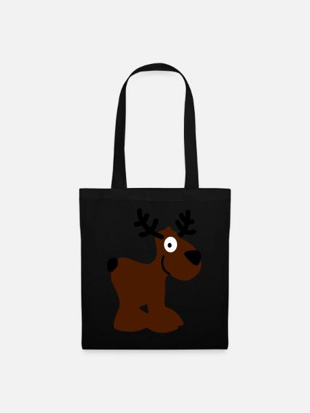 Elch Karibu Rentier Reh schnee Hirsch Weihnachten - Stoffbeutel - Schwarz