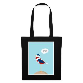 moin, Möwe, Meer. Ostsee, Nordsee. - Stoffbeutel - Schwarz - Vorne