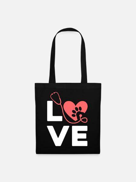 LOVE - Tierarzt - Stoffbeutel - Schwarz