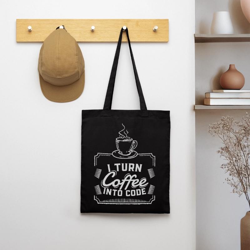 Coffee Code Programming Gift Funny Caffeine Tote Bag