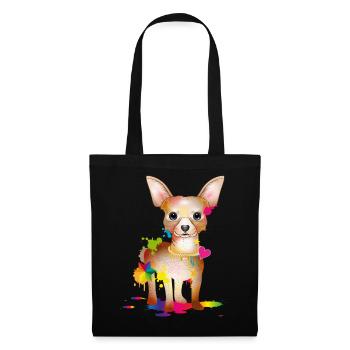 little playful Chihuahua dog & color slick - Tote Bag - black - Front