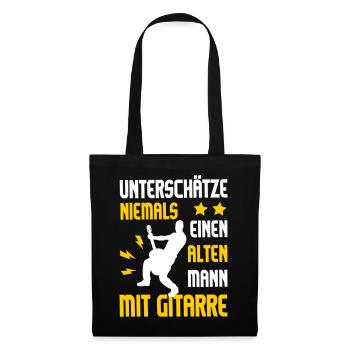 Gitarre Rocker rockig Rockmusik Rockopa Papa Opa - Stoffbeutel - Schwarz - Vorne