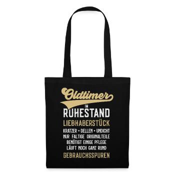 LUSTIG OLDTIMER RUHESTAND RENTE RENTNER - Stoffbeutel - Schwarz - Vorne