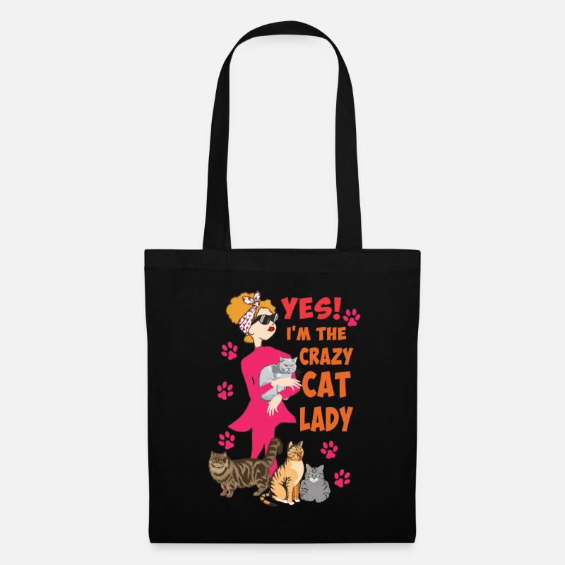 Crazy Cat Lady Katze Katzenmama Geschenkidee - Stoffbeutel - Schwarz
