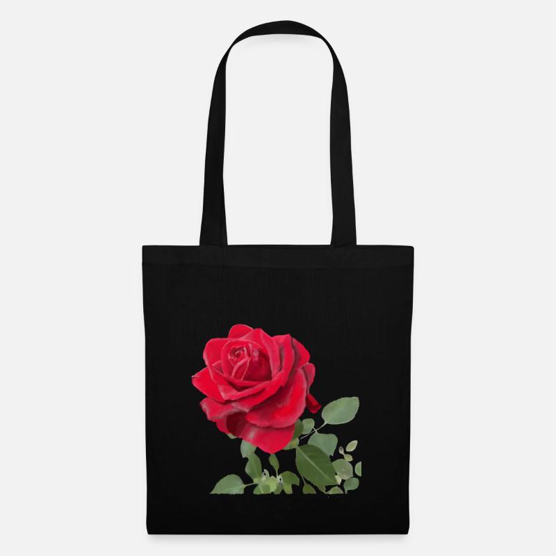 Rote Rose - Stoffbeutel - Schwarz