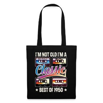 1950 Année de naissance Anniversaire Cassette Vintage - Sac en tissu - noir - Devant