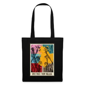 Malaga Spain City Skyline Stamp Colorful - Tote Bag - black - Front