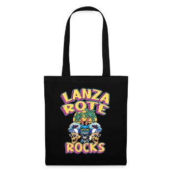 Lanzarote Sommer Sonne Strand Palmen Totenkopf - Stoffbeutel - Schwarz - Vorne