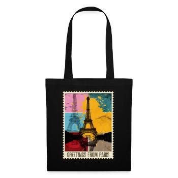 Paris France City Skyline Stamp - Tote Bag - black - Front