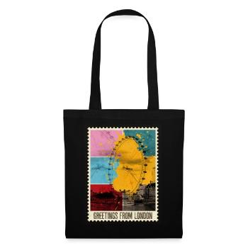 Londres Angleterre UK City Skyline Stamp Coloré - Sac en tissu - noir - Devant