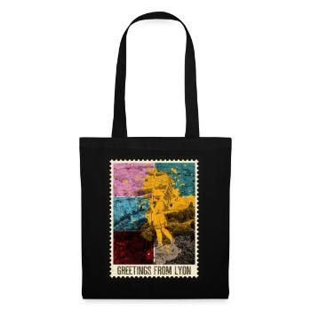 Lyon France City Skyline Stamp Colorful - Tote Bag - black - Front