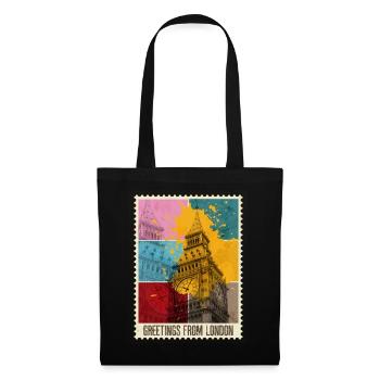 London England UK City Skyline Stamp Colorful - Tote Bag - black - Front