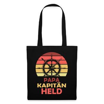 Papa Kapitän Held - Stoffbeutel - Schwarz - Vorne