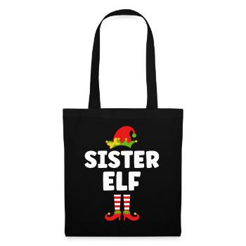 Schwester Elfe Weihnachten - Stoffbeutel - Schwarz - Vorne