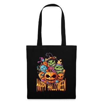 Halloween Monster Zombie Gruselig Horror Kostüm - Stoffbeutel - Schwarz - Vorne
