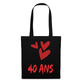 40. 40 ANS. 40e ANNIVERSAIRE. ANNIVERSAIRE 40 ANS. - Sac en tissu - noir - Devant