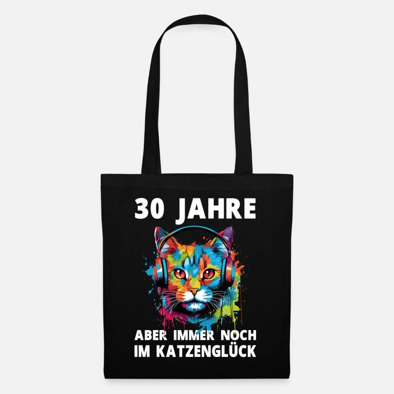 30 Geburtstag Katzen Katzenliebhaber Katze Spruch - Stoffbeutel - Schwarz