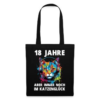 Katze 18 Geburtstag Katzenliebhaber Katzen Spruch - Stoffbeutel - Schwarz - Vorne