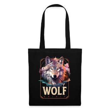 Loup tête de loup Nature nature sauvage aventure forêt Art - Sac en tissu - noir - Devant