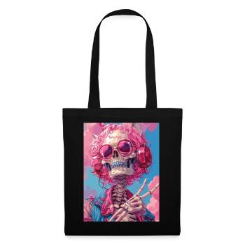 The Pink Skull - Totenkopf mit Köpfhörer - Stoffbeutel - Schwarz - Vorne