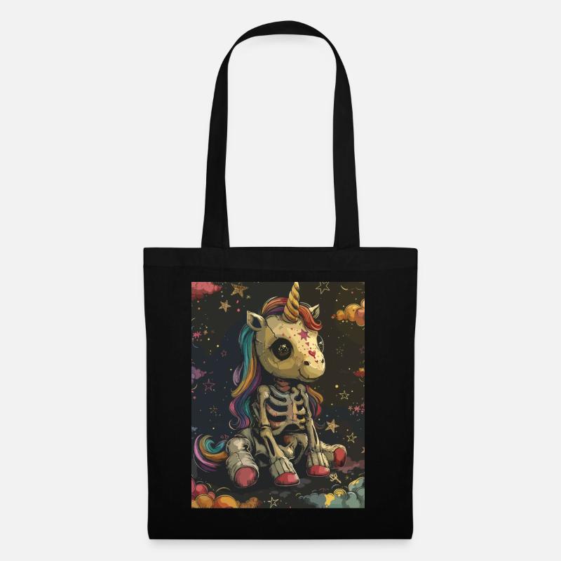 Einhorn - Skull, Skelett - Stoffbeutel - Schwarz