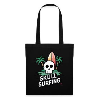 Skull Surfing - Totenkopf mit Surfbrett - Stoffbeutel - Schwarz - Vorne
