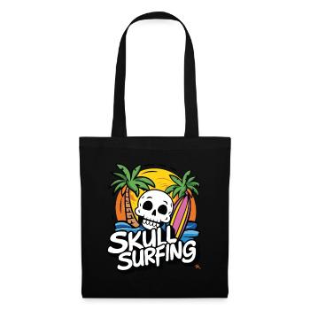 Skull Surfing - Totenkopf mit Surfbrett - Stoffbeutel - Schwarz - Vorne