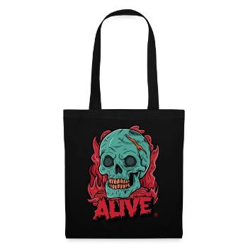 Skull in Hell - Alive, Totenkopf - Stoffbeutel - Schwarz - Vorne