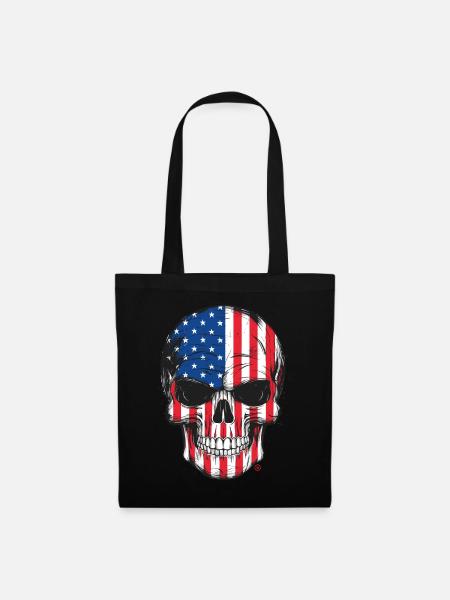 Skull - US Flagge - Stoffbeutel - Schwarz