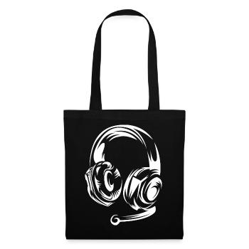 gaming headphones games illustration gamer icon - Tote Bag - black - Front