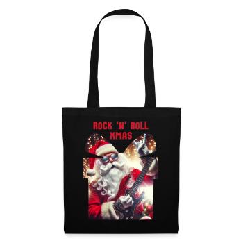 Rock n Roll Xmas - Weihnachtsmann Rocker - Stoffbeutel - Schwarz - Vorne
