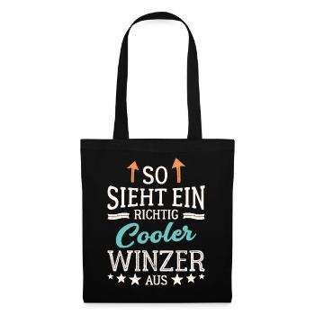 So sieht ein cooler Winzer aus Kellerei Wein - Stoffbeutel - Schwarz - Vorne