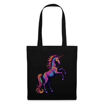 Neon Pattern Unicorn – Colorful Fantasy Magic - Tote Bag - black - Front
