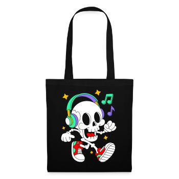 Music Loving Skeleton with Headphones - Tote Bag - black - Front