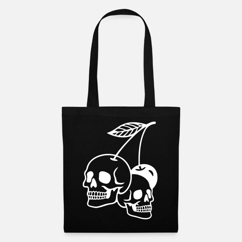 Dark Cherry Skull Illustration - Tote Bag - black