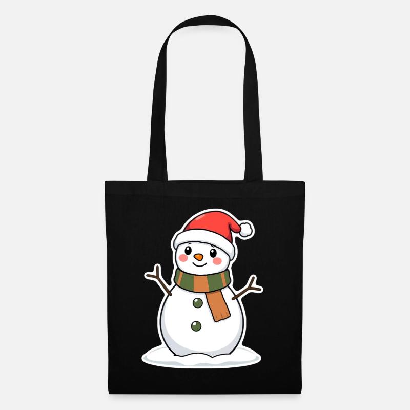 Schneemann - Stoffbeutel - Schwarz