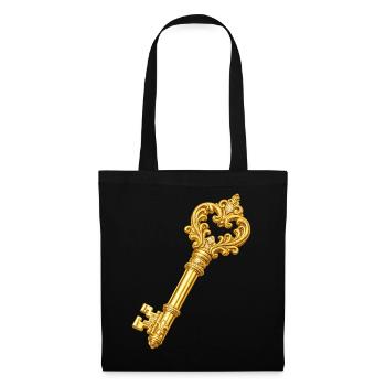 Goldener Ornament-Schlüssel - Stoffbeutel - Schwarz - Vorne